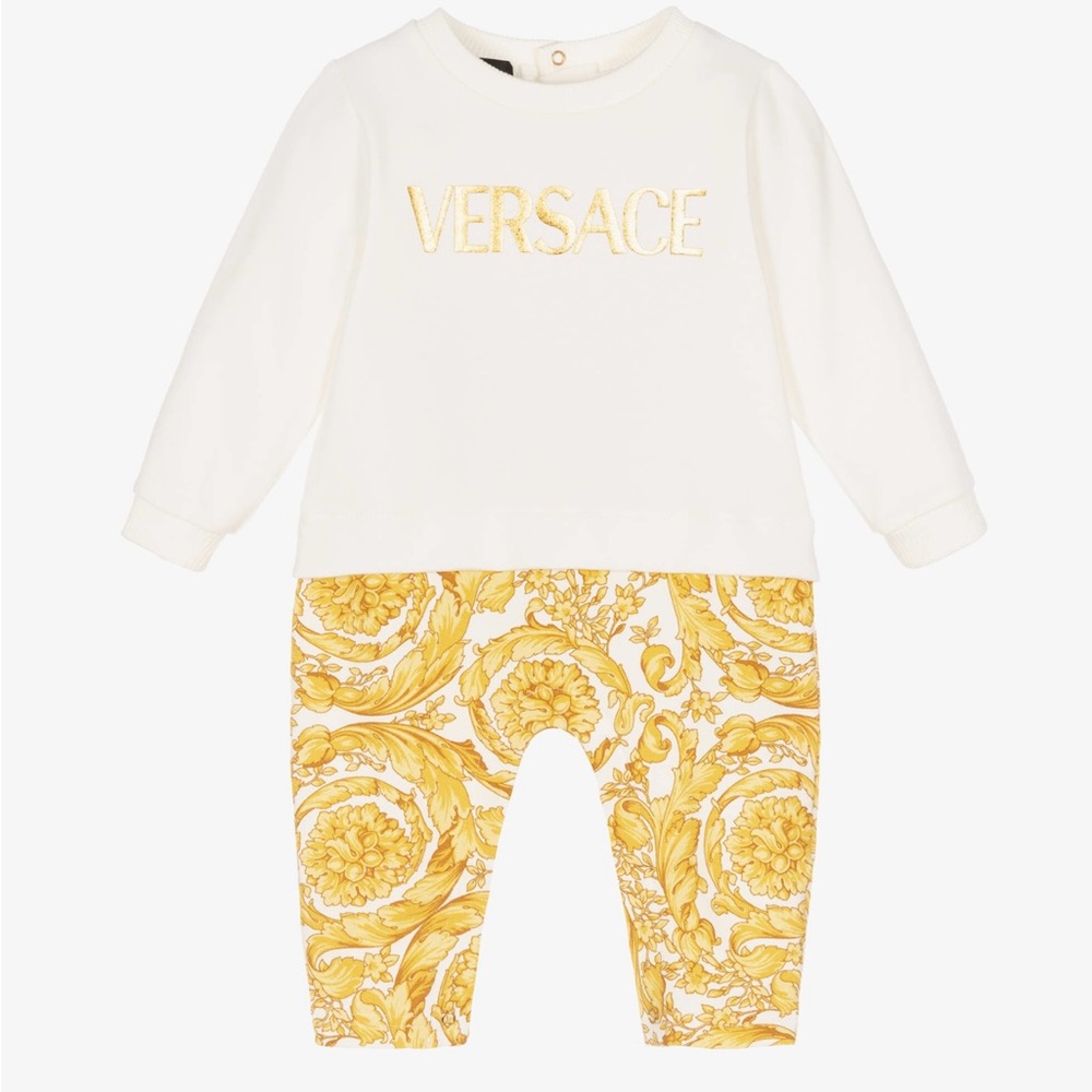 Versace Infant Ensemble in Cream and Gold